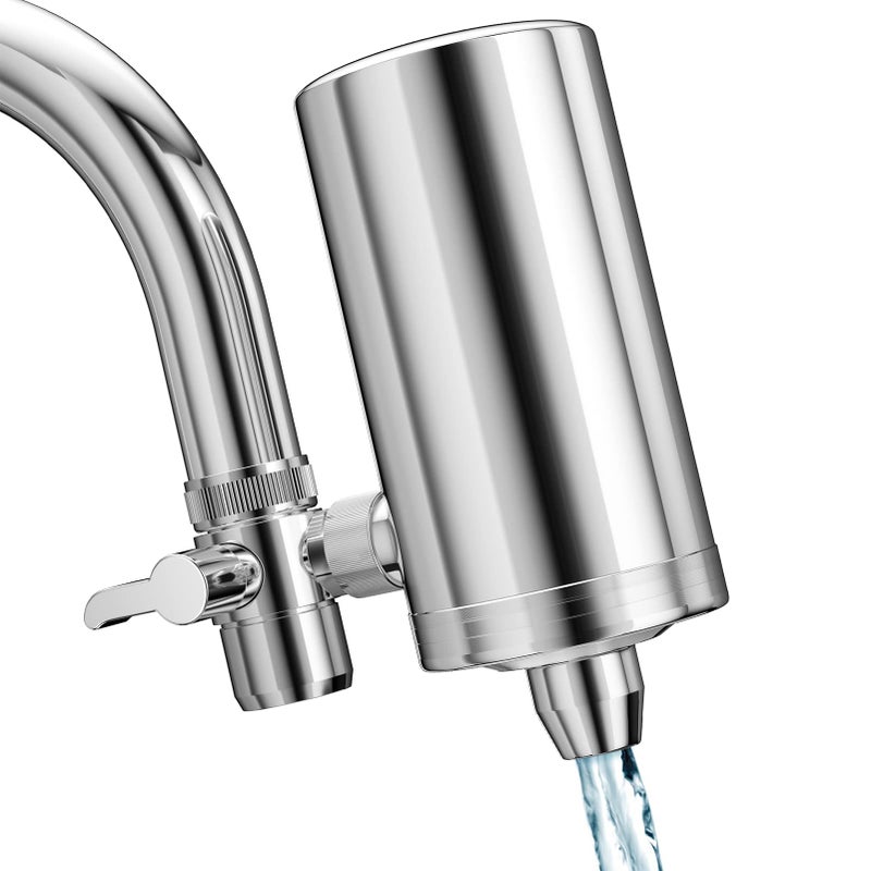 Hansing Faucet Water Filter, 1200-Gallons Water Faucet Filtration System, 304 Stainless Steel Tap Water Filter with with Dual 360-degree Swivels, Remove Chlorine, Lead, Odors, Bad Tastes and More - Image 1